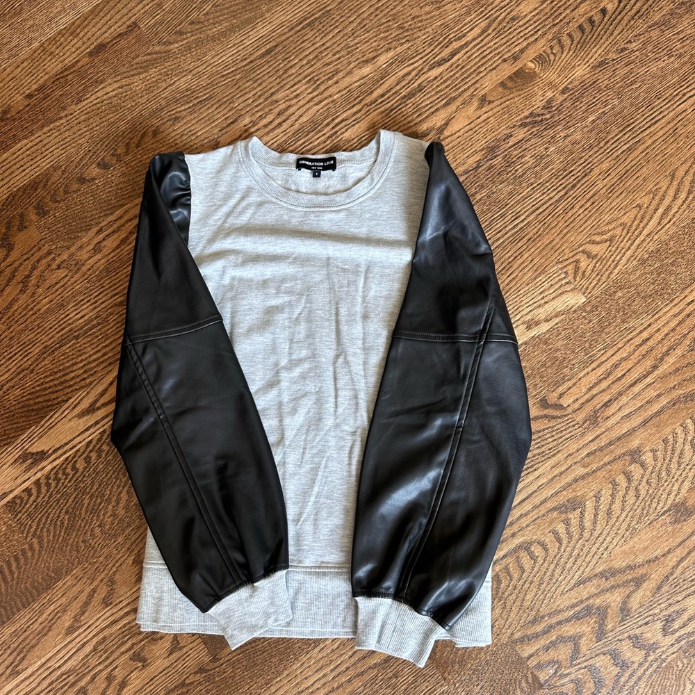 Generation Love leather sleeve Top
